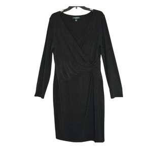 Lauren Ralph Lauren Stretch Jersey Dress Women's Plus Sz 16 Black